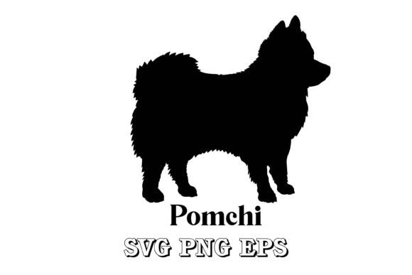 Pomchi Silhouette Dog Breeds Vector Review